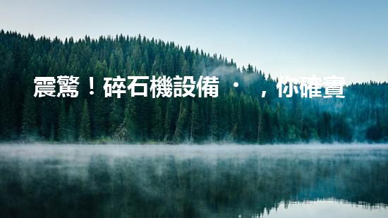 震驚！碎石機設備，你確實了解嗎？